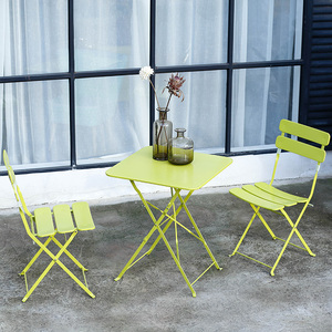 唐信 阳台折叠桌椅组合三件套铁艺简约北欧休闲户外咖啡桌椅