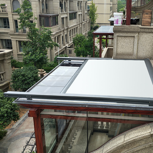 紫叶电动天幕伸缩式遮阳棚户外阳光房玻璃房隔热防晒铝合金遮雨棚