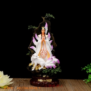 白狐仙九尾狐仙娘娘供奉白衣狐仙神像灵仙像镇宅风水摆件保家仙