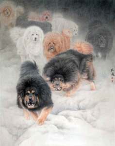 水墨 宠物 狗犬 国画宣纸画芯微喷装饰画 吴孔庭 藏獒