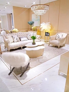 美式沙发轻奢拉扣现代简约客厅三人沙发组合大户型真皮高档家具