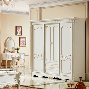 艺爽  欧式衣柜推拉门大衣橱实木四门衣柜法式趟门卧室家具组合