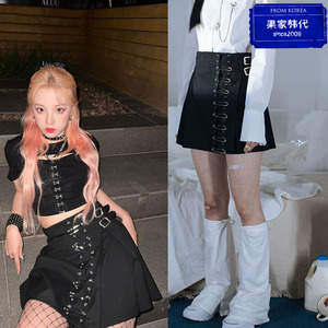 ins超火 宋雨琦同款 韩国「clut studio」回形针单排扣短裙半身裙