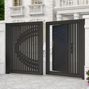 定制不锈钢庭院门铝艺别墅入户单双开门农村栅栏院墙铁艺百叶大门