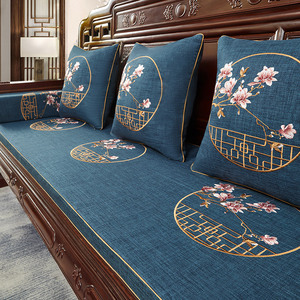 红木沙发坐垫可拆洗防滑罗汉床中式实木海绵座垫套罩绣花定做厚款