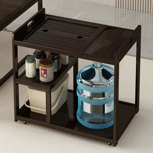 新中式小茶桌阳台小型茶水柜烧水壶一体茶柜可移动茶几边柜置物架