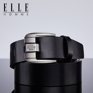 法国elle homme男士皮带真皮2021新款流行针扣牛皮牛仔裤腰带复古