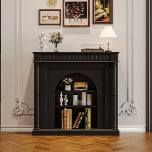 法式壁炉装饰柜客厅美式家用黑色网红玄关柜置物架收纳柜1.2米