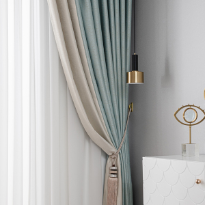 成品窗帘素色拼接