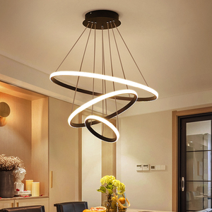 餐厅吊灯现代简约圆环创意个性家用饭厅餐桌灯艺术灯具北欧餐吊灯