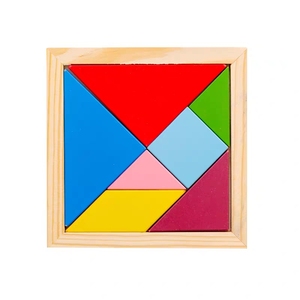 七巧板智力拼图小学生一年级下册数字教具原木制拼板儿童益智玩具