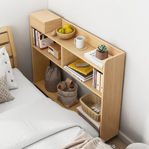 窄书架矮书柜床头带轮一体式靠墙床边大容量置物架北欧落地小户型