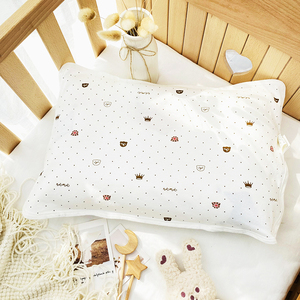 新生儿儿童枕巾针织棉纯棉吸汗透气幼儿园宝宝单人枕头一对装带袋