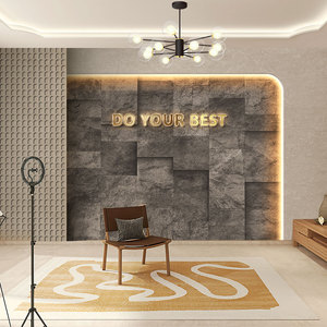 网红女装直播间背景墙布3d立体童装店公司前台装饰墙纸服装店壁纸