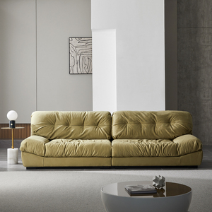 现代极简磨砂皮沙发小户型云朵沙发羽绒反绒皮北欧高档全真皮沙发