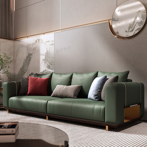 新中式轻奢真皮沙发龙凤檀木现代简约整装高档客厅1 2 3组合家具