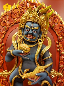 彩绘黑财神佛像 尼泊尔全鎏金精品黑财神护法佛像高50cm