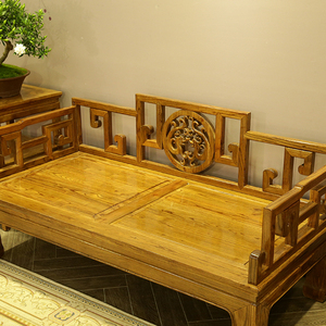 罗汉床实木新中式榆木床榻沙发小户型炕床仿古坐榻茶床榫卯家具木