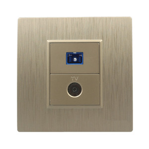 高端拉丝金86型光纤o电视插座宽带tv有线电视面板电脑闭路模块奢