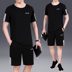 轩尧耐克泰爸爸夏装套装运动衣短袖男士运动服薄款中老年跑步运动