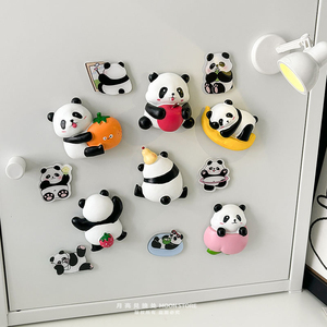 ins可爱个性创意大熊猫冰箱贴磁吸装饰铁皮柜洞洞板防盗门吸铁石