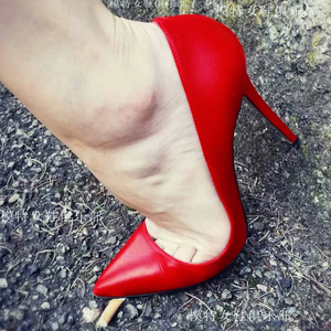 订做伪娘变装反串情趣超浅口漏脚趾缝超高跟鞋尖头10厘米35-46码