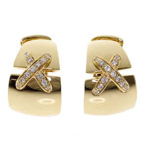 (售罄) 日本直邮 二手 chaumet 尚美巴黎 18k黄金钻石耳环