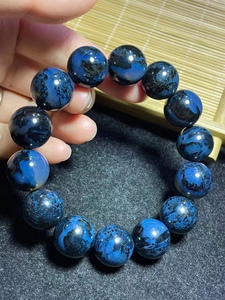 缅甸天然琥珀 海藻植物手串 蓝精灵 高品质!溶洞效果意境美