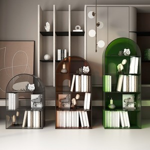 北欧客厅亚克力拱形书柜设计师创意组合书架样板房轻奢落地置物架