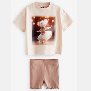 【代购】英国官网next2024童粉色老鼠T恤裤子套装993-934
