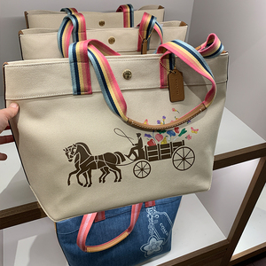 上新 coach/蔻驰女包tote手提单肩包帆布包购物袋托特c8292 直邮