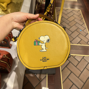 小二宝 coach/蔻驰女包限量款涂鸦史努比单肩斜挎小圆饼盒子包