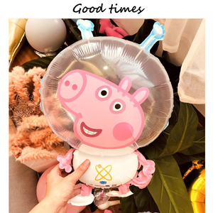 正版小猪佩奇儿童周岁生日装饰铝膜气球卡通图案宝宝背景场景布置
