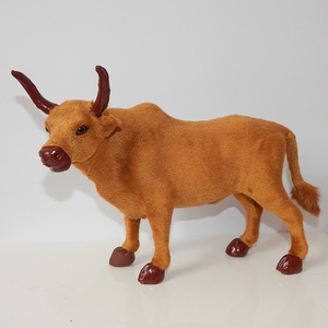 仿真小黄牛动物模型毛绒玩具牛橱窗桌面摆件儿童识物斗牛教学模型