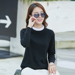 假两件毛衣女长袖秋冬半高领外穿秋衣女宽松洋气宽松针织衫上衣潮