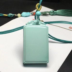 天然无优化绿松石高瓷原矿吊坠牌子平安无事牌佛珠108手链挂件