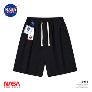 NASA联名港风简约夏季短裤男女款纯色休闲中裤情侣针织宽松五分裤