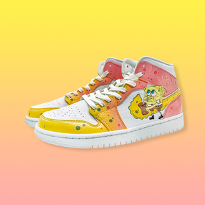 aj1af1球鞋定制海绵宝宝动漫diy空军一号改色涂鸦男女手绘篮球鞋