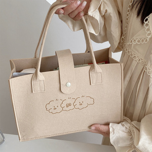 简约毛毡购物袋大容量手提袋女旅行外出时尚环保袋子手拎包礼品袋