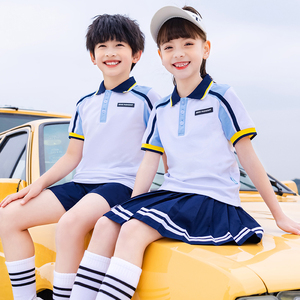 新款纯棉运动小学生校服儿童班服夏季短袖英伦套装六一幼儿园园服