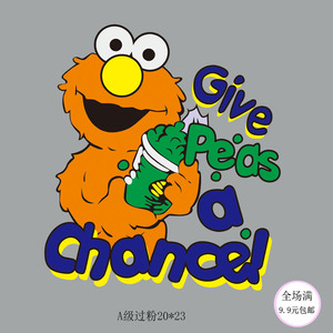 90厨神jd淘宝特价潮牌芝麻街kaws小熊t恤图案热转印柯式烫画a级过粉