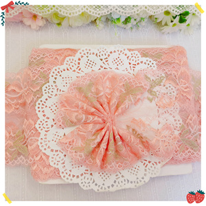 1323日本原装粉色无弹力蕾丝花边低腰蝴蝶结服装手工材料