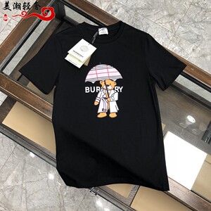 burberry/巴宝莉 21ss遮伞小熊印花圆领短袖男 t恤女 情侣款 tee