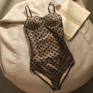 性感纯欲风  连体衣女夏波点蕾丝抹胸吊带背心女性感紧身打底上衣