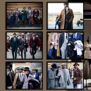 潮流服装店挂画男士西装设计工作室壁画男装店西服礼服展柜装饰画