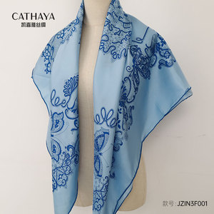 凯喜雅真丝印花大方巾g20丝巾围巾16mm斜纹绸108x108cm jzin3f002