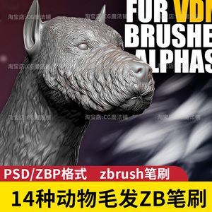 zbrush动物毛发笔刷zb生物皮毛雕刻手办头发设计