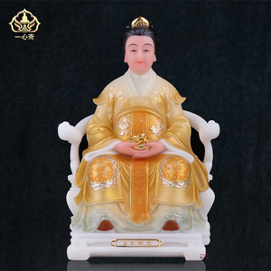 汉白玉树脂彩绘金花教主夫人神像胡金花娘娘佛像道教玉石供奉摆件