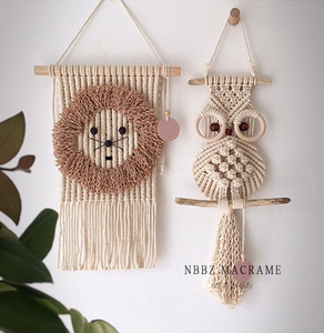 手工编织挂毯猫头鹰狮子diy波西米亚可爱人气网红壁挂装饰儿童房