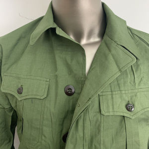 59飞行布服男女款耐磨耐脏上绿下蓝长袖系扣纯棉夹克工作服套装夏